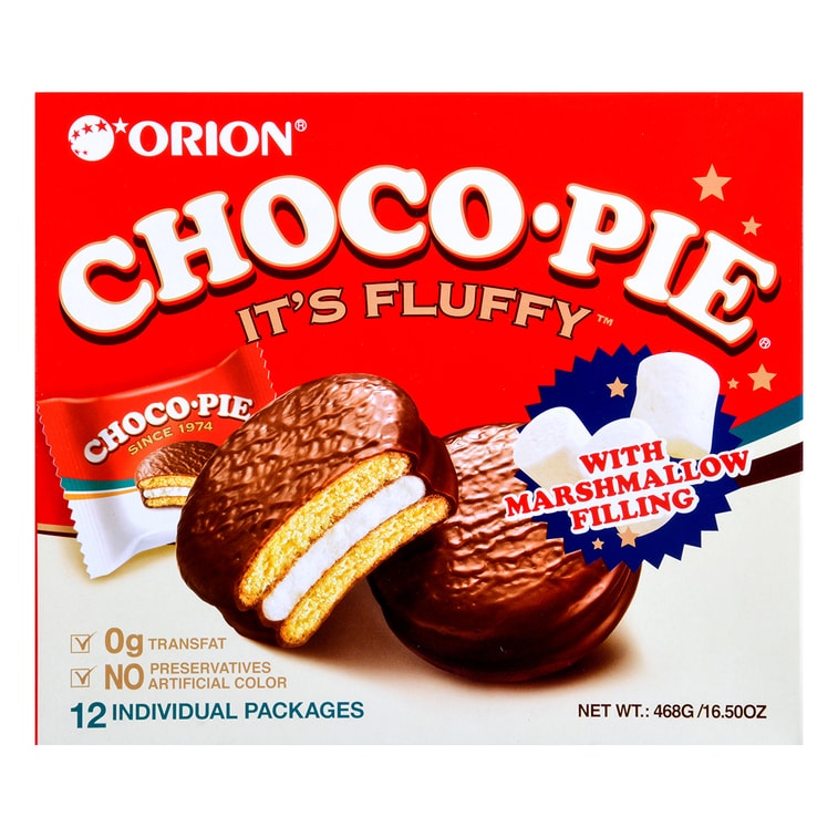 Choco Pie with Fluffy Marshmallow Filling - 12 Piece (Korea)