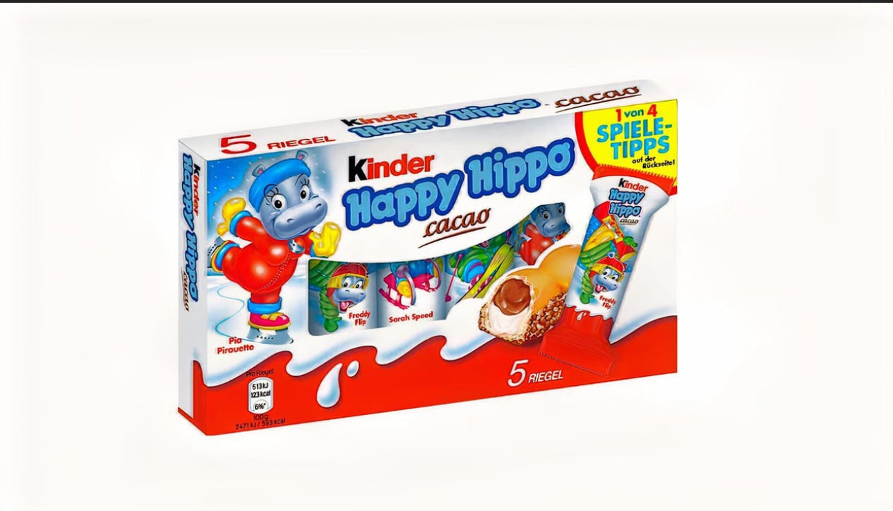 Kinder "Happy Hippo" Cocoa
Cream Biscuits (5 Biscuits)