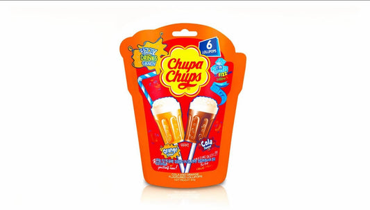 Chupa Chups Fizzy Drink Candy (Orange & Cola Flavor) 6 Lollipops